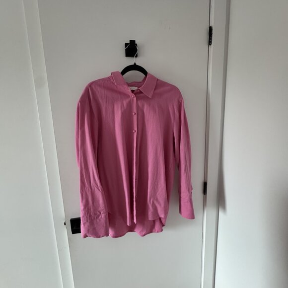 Meshki Orphelia Linen Button Up Shirt in Candy Pink Small - Picture 3 of 4